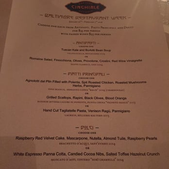 Cinghiale - Menu for restaurant week - Italian Near Me - Baltimore, Maryland Cinghiale - Menu for restaurant week - Italian Near Me - Baltimore, Maryland