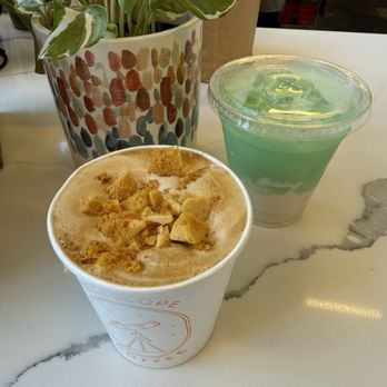 Telescope Coffee - Honeycomb latte and pandan coconut milk - Bakeries Near Me - San Francisco, California Telescope Coffee - Honeycomb latte and pandan coconut milk - Bakeries Near Me - San Francisco, California