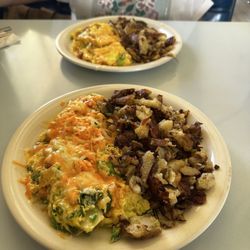 The Village Grille - Santa Fe and Denver omelette with home fries.