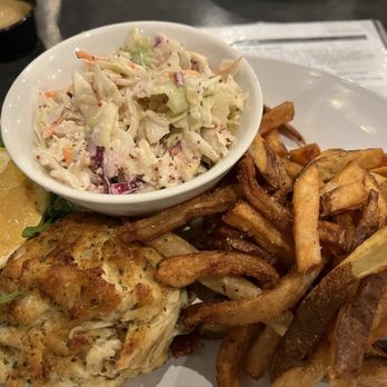 Wolf Brewing - Crab cake entree with slaw and fries - Brewpubs Near Me - Mechanicsburg, Pennsylvania Wolf Brewing - Crab cake entree with slaw and fries - Brewpubs Near Me - Mechanicsburg, Pennsylvania