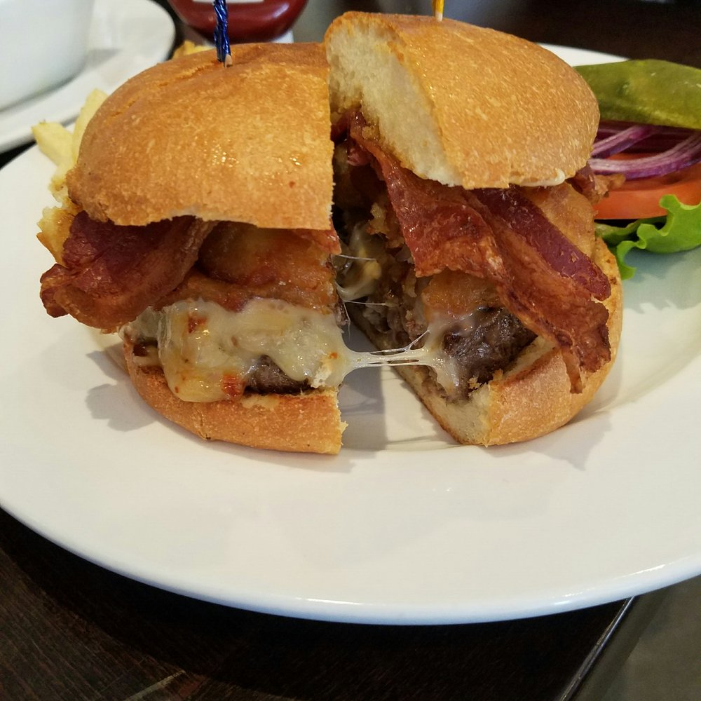Hangar Bar & Grill - Hanger burger with ghost pepper cheese bacon and onion rings. Superb - American Near Me - San Jose, California Hangar Bar & Grill - Hanger burger with ghost pepper cheese bacon and onion rings. Superb - American Near Me - San Jose, California