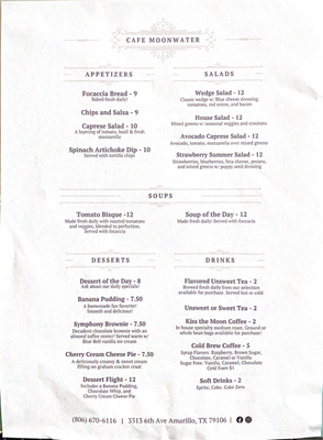 Menu photo 2 Cafe Moonwater Amarillo, TX