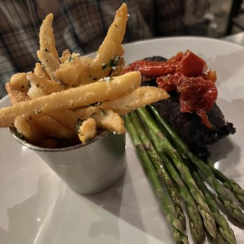 Fleetwood's on Front St - Flat Iron Steak with Asparagus & Truffle Fries - New American Near Me - Lahaina, Hawaii