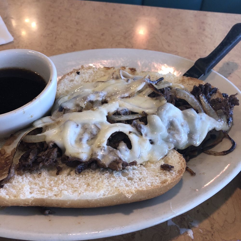 Pegah's Kitchen - The Philly steak sandwich sans green peppers I have to put it together and then I slice it and add au Jus and devour - American Near Me - Escondido, California