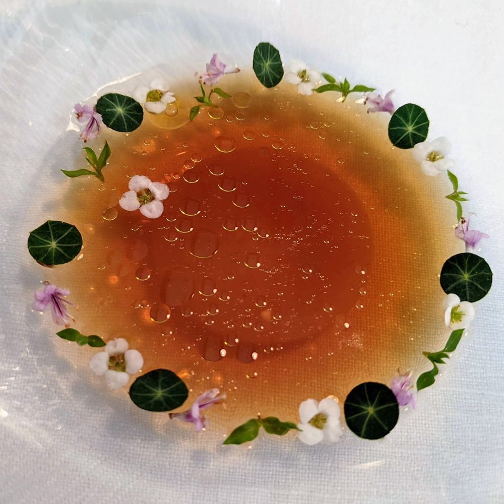 Restaurant Jordnær - 07/06/22 Langoustine Essence, Marinda Tomatoes, Olive Oil - Scandinavian Near Me - Gentofte, 84