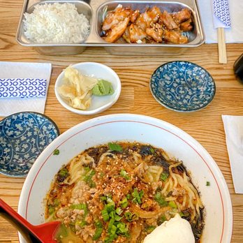 Tokyo Cafe - Teriyaki chicken bento with California roll and miso soup (top) Tan Tan Ramen (bottom) - Japanese Near Me - Fort Worth, Texas Tokyo Cafe - Teriyaki chicken bento with California roll and miso soup (top) Tan Tan Ramen (bottom) - Japanese Near Me - Fort Worth, Texas