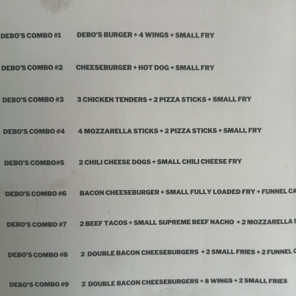 Debo’s Corner - Inside menu - Hot Dogs Near Me - Jackson, Mississippi Debo’s Corner - Inside menu - Hot Dogs Near Me - Jackson, Mississippi
