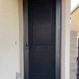 The installed security screen door The installed security screen door