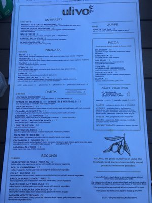 Menu photo 8 Ulivo Restaurant San Diego, CA