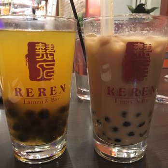 Reren Lamen & Bar - Mango and Original Black Tea Milk Bubble Tea - Ramen Near Me - Washington, DC, District of Columbia