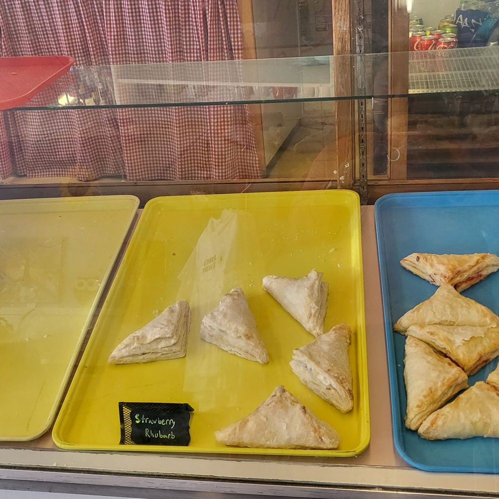 a variety of pastries on display