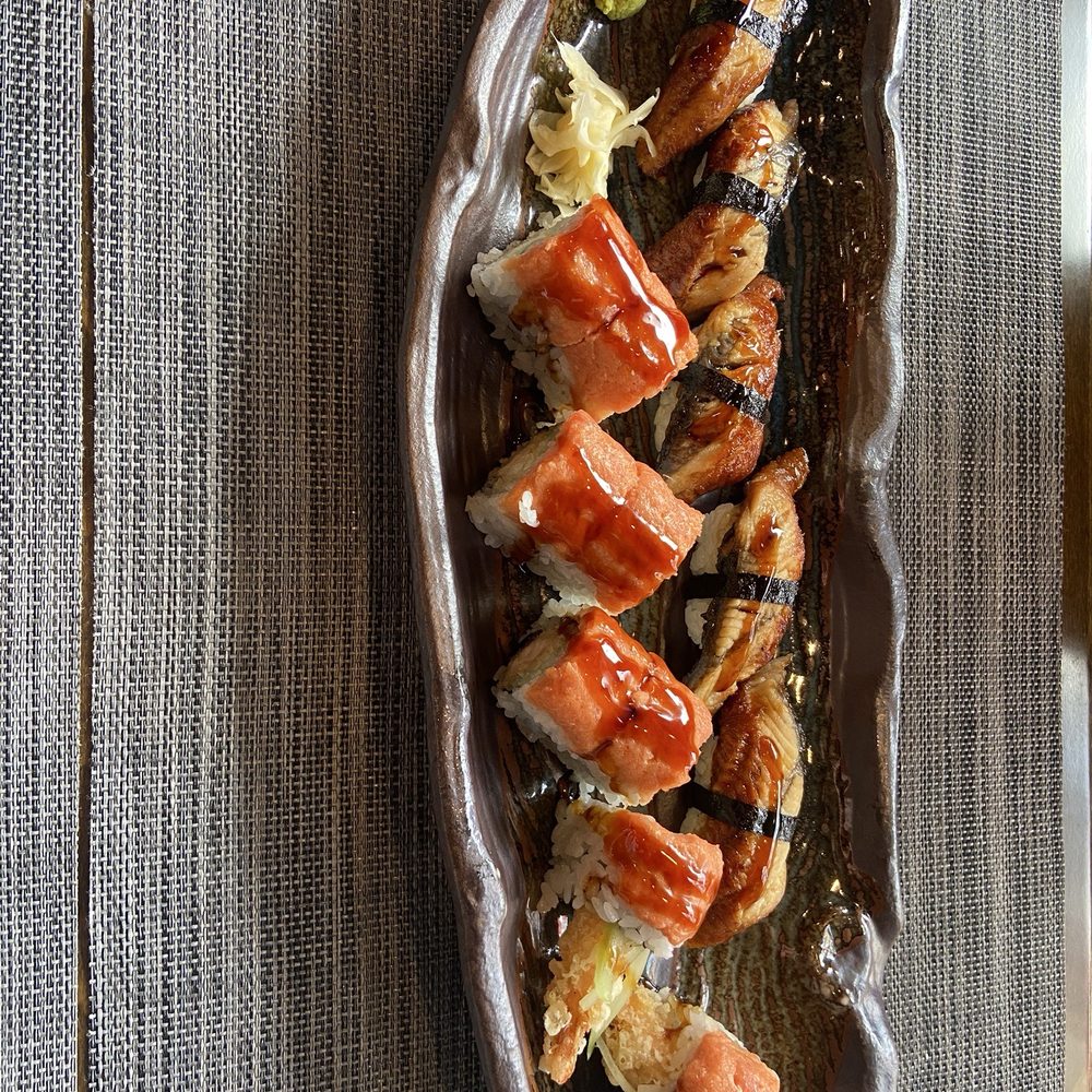 Sake Kawa - Top: 5 pieces of unagi  Bottom: Shrimp Tempura roll - Sushi Bars Near Me - Astoria, New York
