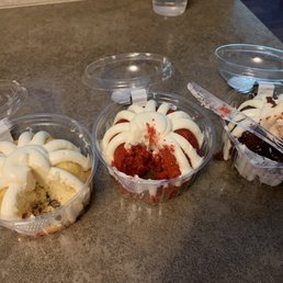 White chocolate raspberry, red velvet, and chocolate chocolate chip. Loved all three! White chocolate raspberry, red velvet, and chocolate chocolate chip. Loved all three!