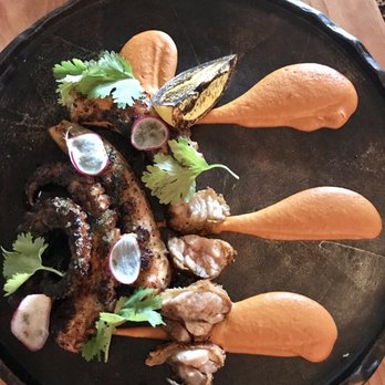 Lumbre - Grilled octopus with a spicy bean sauce - Signature Cuisine Near Me - San José del Cabo, BCS Lumbre - Grilled octopus with a spicy bean sauce - Signature Cuisine Near Me - San José del Cabo, BCS