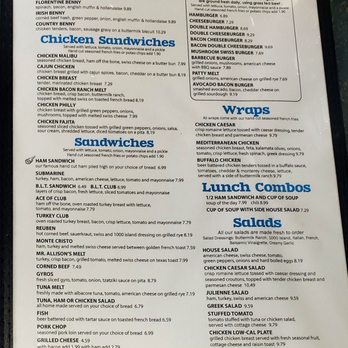 Mr Allison's - Lunch menu. - Breakfast & Brunch Near Me - Arlington Heights, Illinois