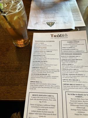 Menu photo 1 Trali Irish Pub & Restaurant Raleigh, NC Menu photo 1 Trali Irish Pub & Restaurant Raleigh, NC