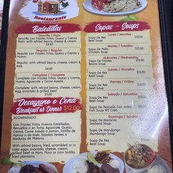 La Nueva Hacienda - Menu