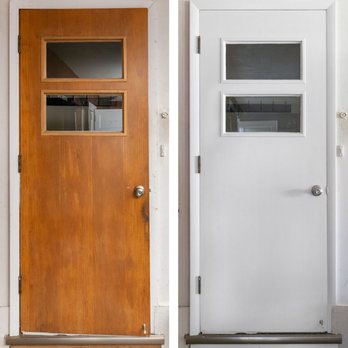 Amanda's Quality Painting - Before and After of Door to Garage Paint Job - Painters Near Me Amanda's Quality Painting - Before and After of Door to Garage Paint Job - Painters Near Me