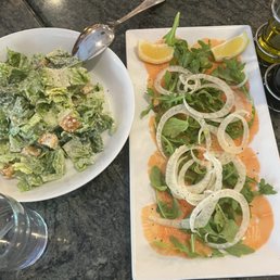 Caesar salad and salmon carpaccio Caesar salad and salmon carpaccio