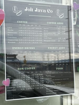 Menu photo 1 Jolt Java Ellensburg, WA