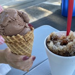 Summer Sno - Chocolate hand dipped iced cream In a waffle cone.