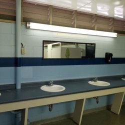 Holiday Park Campground - Bath house sink area, with mirror for 2.