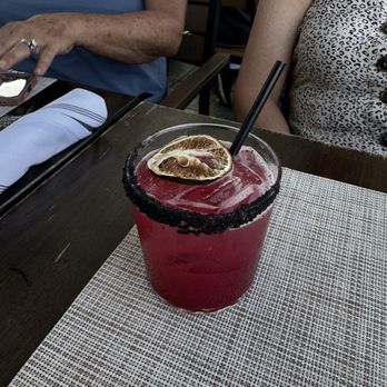 Brickmans Restaurant & Bar - Margarita with black salt on the rim. I think it was pomegranate Margarita I can't remember. - Breakfast & Brunch Near Me - San Marcos, California