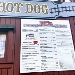 Menu outside the Hotdog Caboose!
