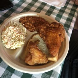 Gus's World Famous Fried Chicken - Two piece white beans and slaw. Fantastic.