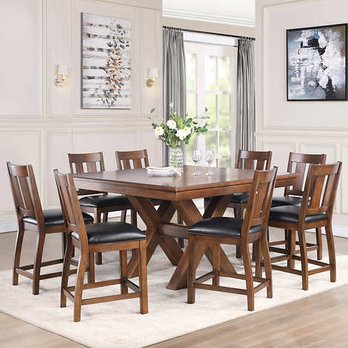 Bold City Liquidation - 9 PCs counter high dining table set with expandable table - Furniture Stores Near Me - Jacksonville, Florida
