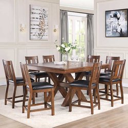Bold City Liquidation - 9 PCs counter high dining table set with expandable table
