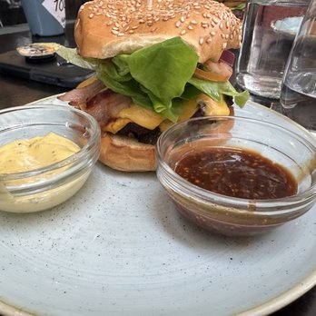 Gourmet Burger Kitchen - Bacon cheeseburger with the sauce on the side - Burgers Near Me - Dublin, D