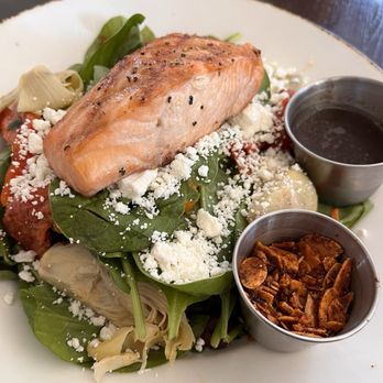 The Brass Onion - Spinach Salmon Salad - Comfort Food Near Me - Overland Park, Kansas The Brass Onion - Spinach Salmon Salad - Comfort Food Near Me - Overland Park, Kansas