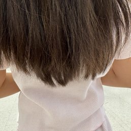 Worst hair cut. We asked for a layer not messy uneven cut. Worst hair cut. We asked for a layer not messy uneven cut.