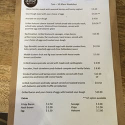 Cafe Dose - Breakfast menu