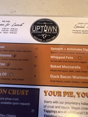 Menu photo 1 Uptown Pizzeria + Wine Maumee, OH Menu photo 1 Uptown Pizzeria + Wine Maumee, OH