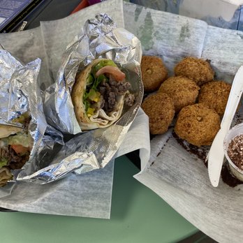 Al-Shami - Lamb shawarma wrap with falafel appetizer - Mediterranean Near Me - Providence, Rhode Island