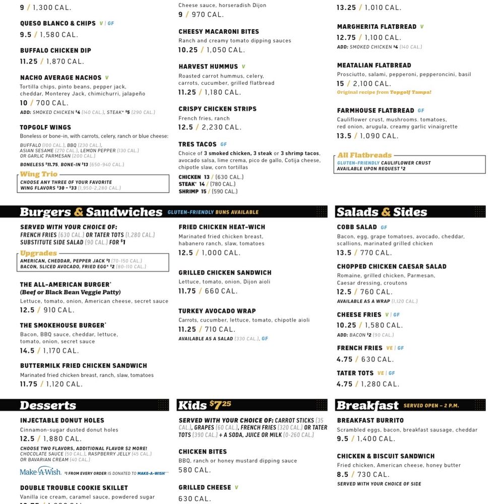 Topgolf - Menu - Golf Near Me - Chesterfield, Missouri