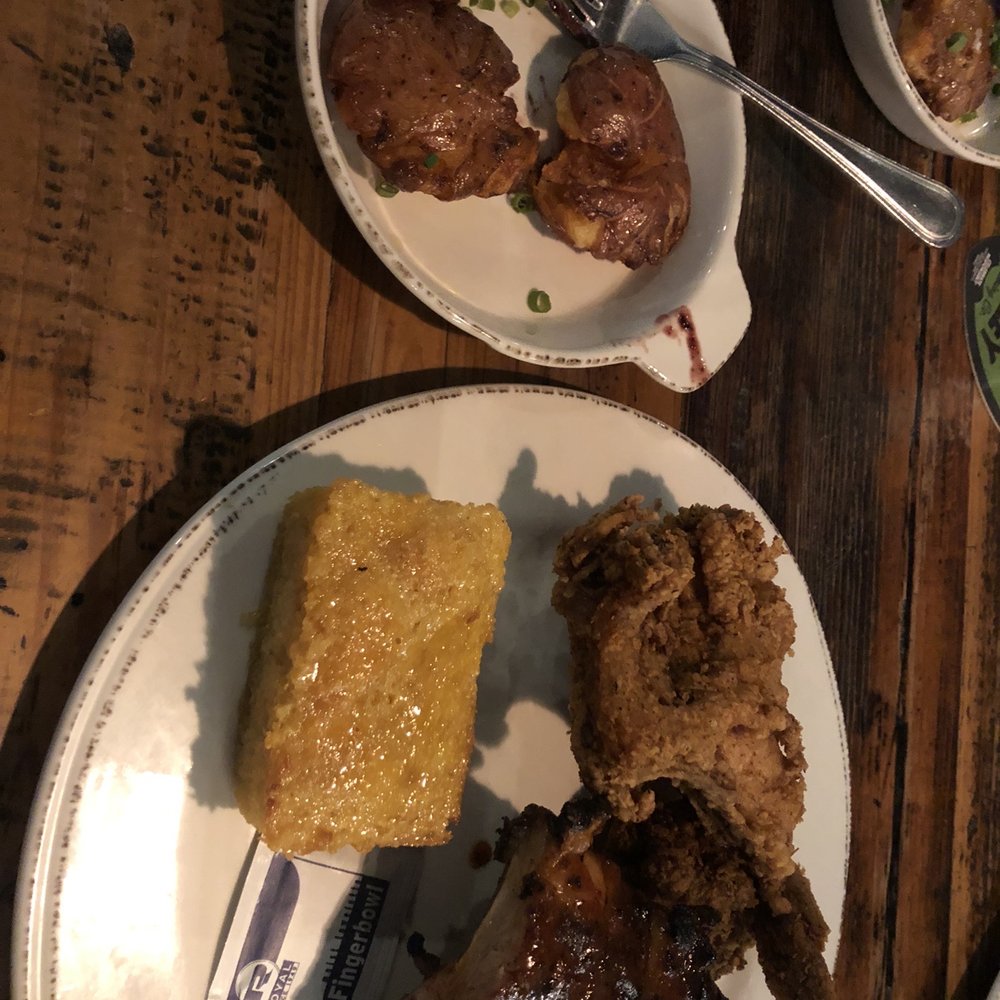 Fried chicken and ribs special combo with smashed potatoes Fried chicken and ribs special combo with smashed potatoes