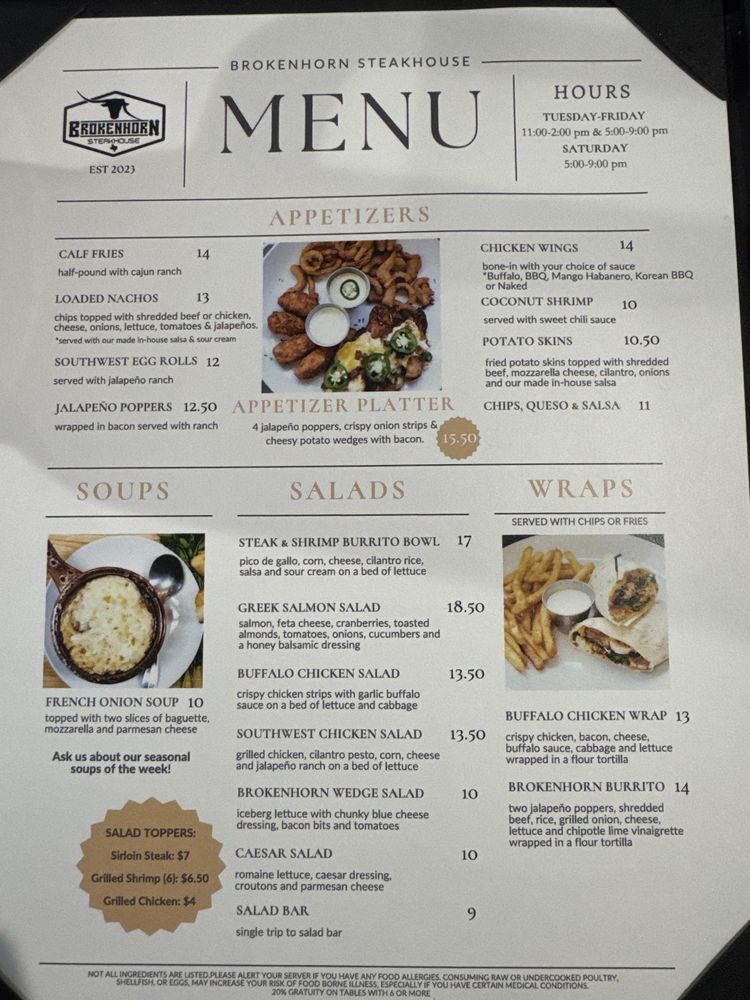 Food from Brokenhorn Steakhouse