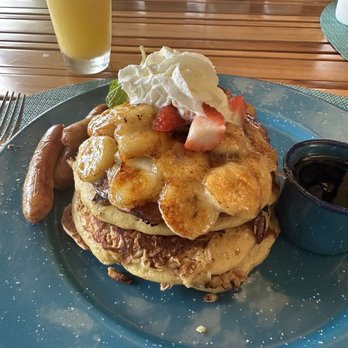 Green Break - The banana pancakes! The tops are caramelized like a crème brûlée, it's awesome - Mexican Near Me - Riviera Maya, ROO