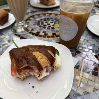 Peter's German Cafe - Breakfast sandwich on pretzel bun and pistachio coffee - Coffee & Tea Near Me - Fort Myers, Florida Peter's German Cafe - Breakfast sandwich on pretzel bun and pistachio coffee - Coffee & Tea Near Me - Fort Myers, Florida