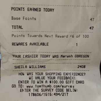Tom Thumb - Shopping Receipt - Grocery Near Me - Grand Prairie, Texas Tom Thumb - Shopping Receipt - Grocery Near Me - Grand Prairie, Texas