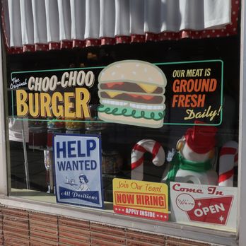 Choo Choo Restaurant - a window display of a burger - Burgers Near Me - Des Plaines, Illinois