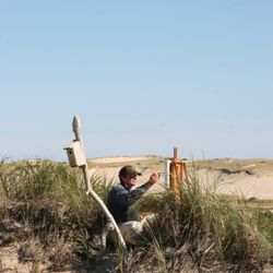 Thomas A. D. Watson Artist's Studio - Tom Watson working on a painting of a Shack in the Provincetown Dunes.