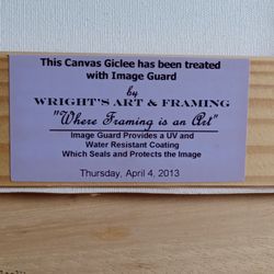 Main Street Gallery - Canvas treatment  certificate
