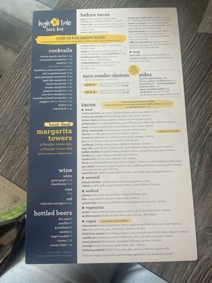 Menu photo 1 High Tide Taco Bar Farmingdale, NY Menu photo 1 High Tide Taco Bar Farmingdale, NY