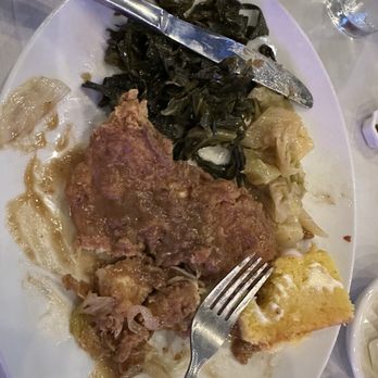 Kelsey's - Turkey chops with onions and gravy, collard greens, and cabbage. - Soul Food Near Me - Atlantic City, New Jersey Kelsey's - Turkey chops with onions and gravy, collard greens, and cabbage. - Soul Food Near Me - Atlantic City, New Jersey