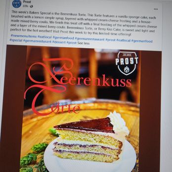 Prost - HEAVEN!!  Aka Beerenkuss Torte, special dessert - German Near Me - Wichita, Kansas