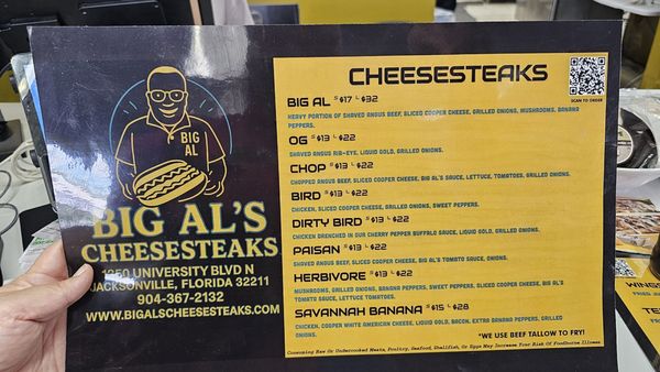 Menu photo 1 Big AL’s Cheesesteaks Jacksonville, FL